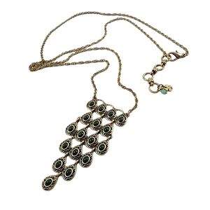 Lucky Brand boho necklace long pendant necklace tiered pendant green